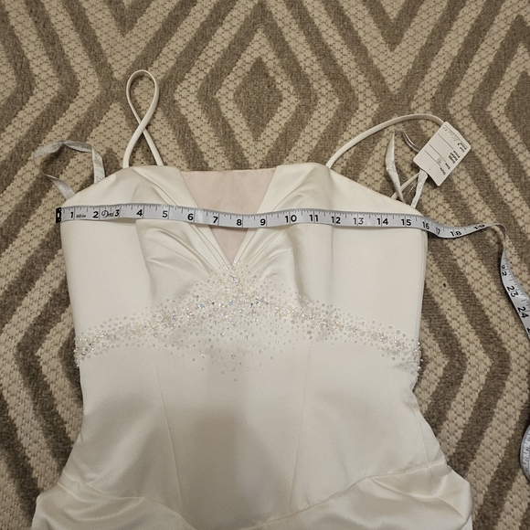 Impressions Elegant Cream and Blush Long Sleeve Dress - Picture 9 of 9